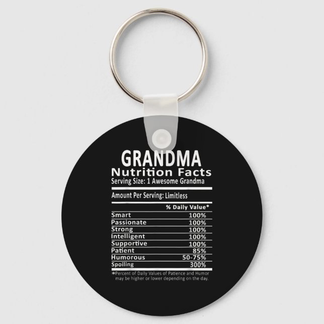 Llavero Grandma Nutrition Facts Halloween Thanksgiving Chr (Anverso)