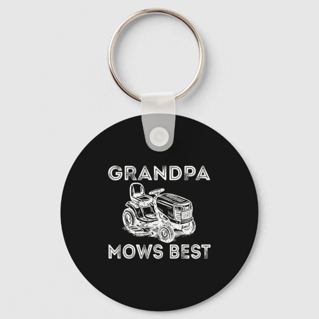 Llavero Grandpa Mows Funny Lawn Mower Father's Day Papa  (Anverso)