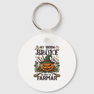 Llavero Granja de Escoba Rota Calabaza de Halloween Sombre