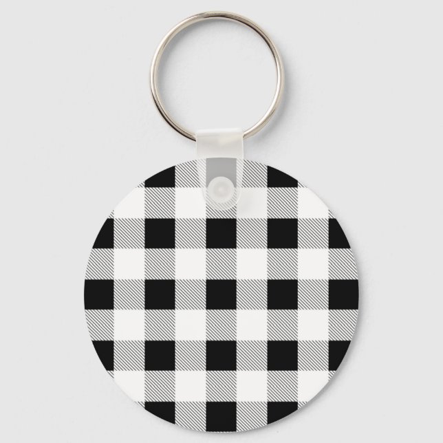Llavero granja de moda rústica con manta de búfalo blanco  (Anverso)