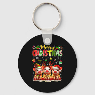 Llavero Granjero Divertido Feliz Navidad Reno Santa Gs Fam