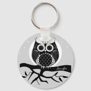Llavero Graphic owl with elegant patterns and Name