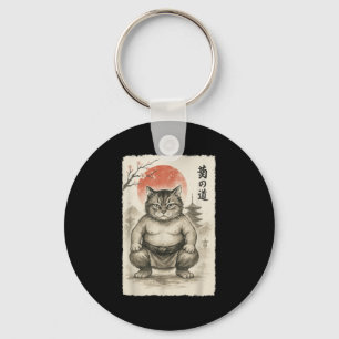 Llavero Grasa divertida luchadora de sumo en gato Sumi-e A