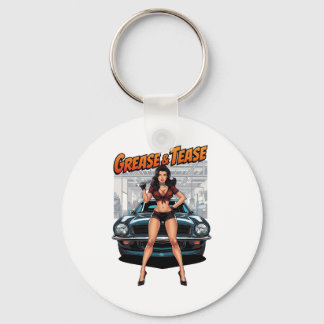 Llavero Grasa y Tentación – Chica Pin-Up de Hot Rod