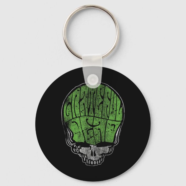 Llavero Grateful Dead Psychedelic Green Stealie Skull Vint (Anverso)