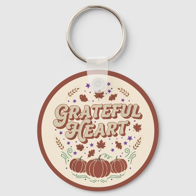 Llavero Grateful Heart Autumn Pumpkin Design (Anverso)