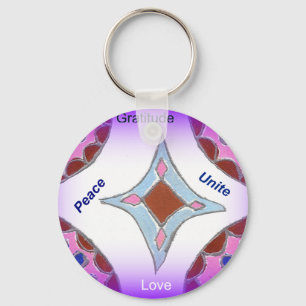 Llavero "Gratitude Peace Love Unite" Mandala Art Print