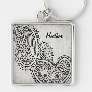 Llavero Gray Mehndi Motif Keychain