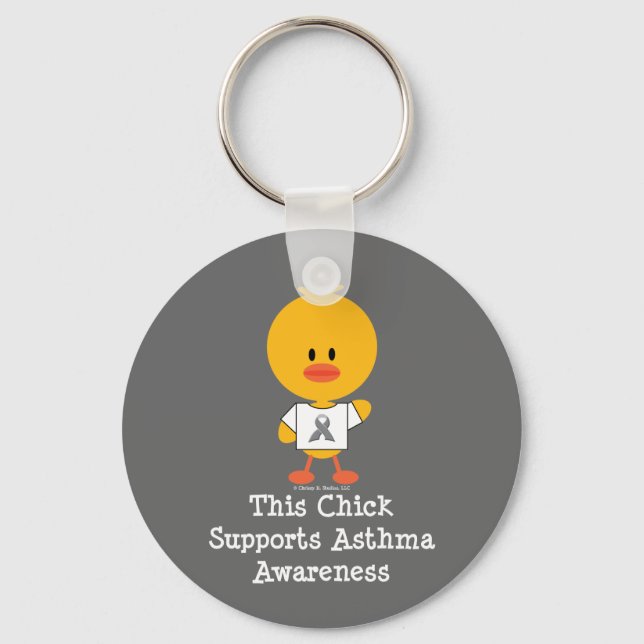 Llavero Gray Ribbon Asthma Awareness Chick Keychain (Anverso)