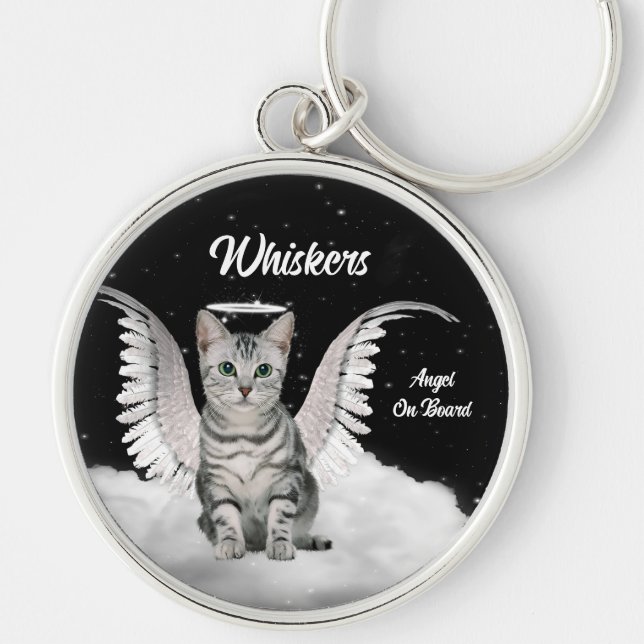 Llavero Gray Tabby Angel Cat Sweet Personalizado (Frente)