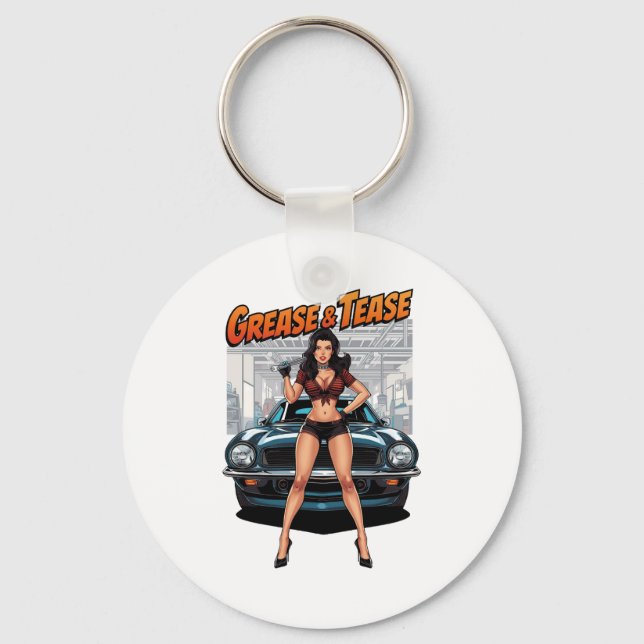 Llavero Grease & Tease – Hot Rod Pin-Up Girl (Anverso)