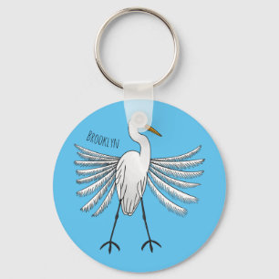 Llavero Great egret bird cartoon illustration 