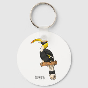 Llavero Great hornbill bird cartoon illustration