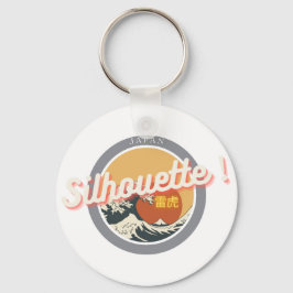 Llavero Great Wave & Neon Kanji – Retro Japanese Fuji Des