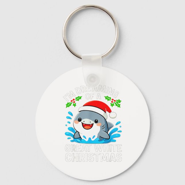 Llavero Great White Christmas Shark Funny Santa Holiday Pu (Anverso)