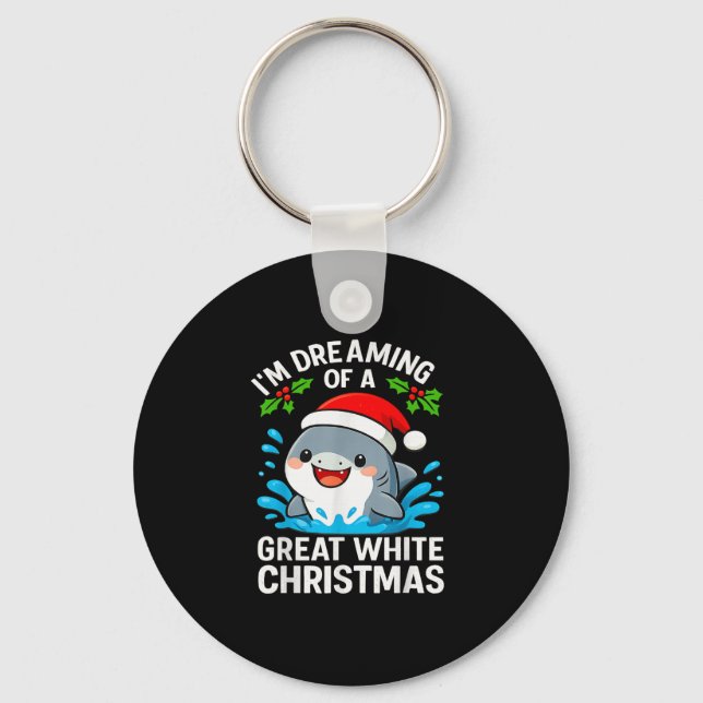Llavero Great White Christmas Shark Funny Santa Holiday Pu (Anverso)