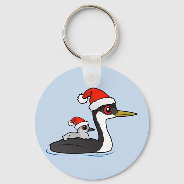 Llavero Grebe Occidental Birdorable Santa (Anverso)