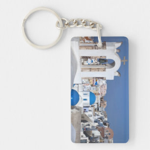 Llavero Grecia, Santorini. Torre Bell y cúpulas azules de 