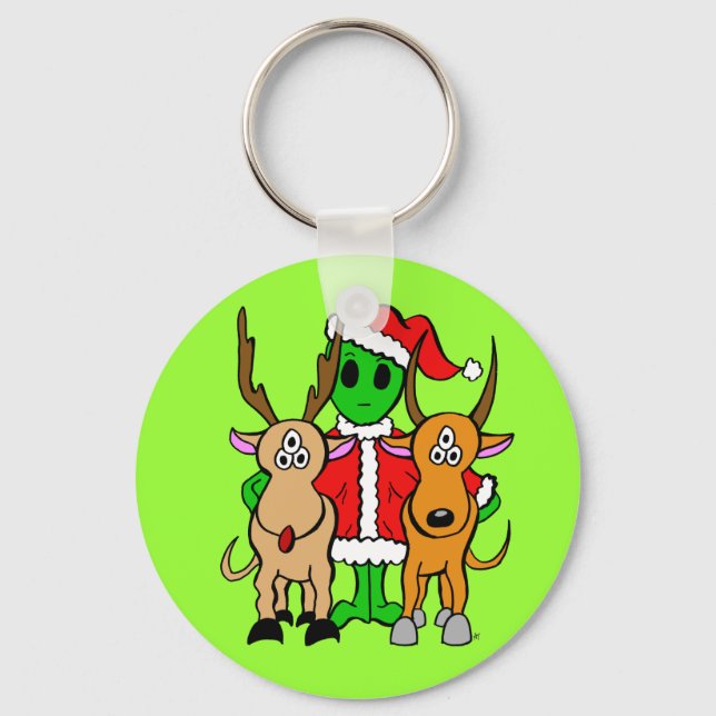 Llavero Green Alien Santa Keychain (Anverso)