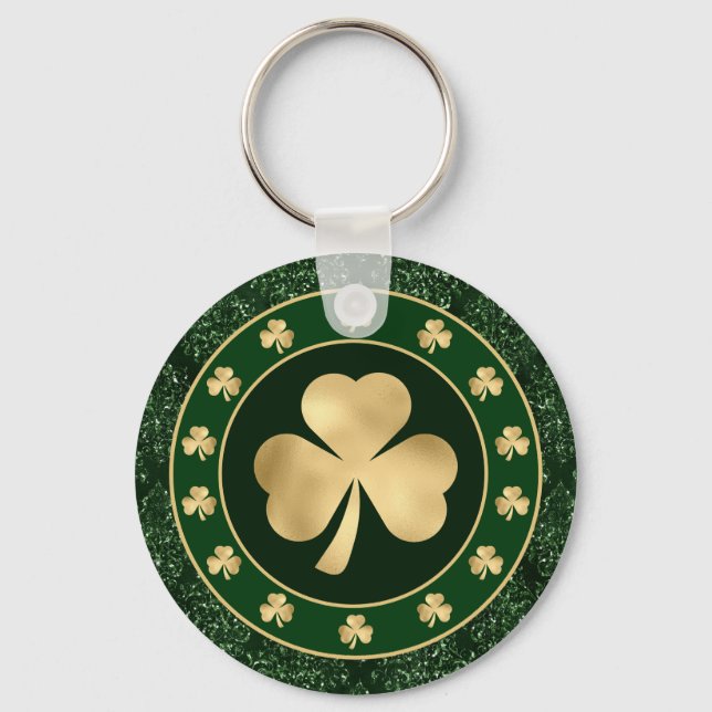 Llavero Green and Gold Shamrock Clover St Patrick's Day (Anverso)