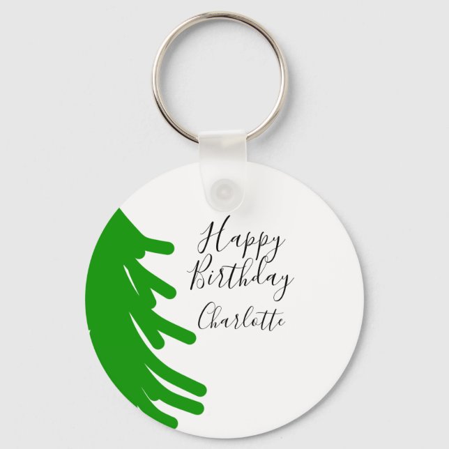 Llavero Green Christmas tree happy birthday December winte (Anverso)