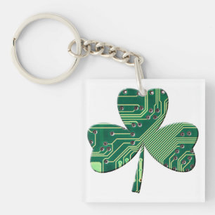 Llavero Green Circuit Board St Patrick Day Shamrock