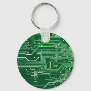 Llavero green electronic circuit board computer pattern