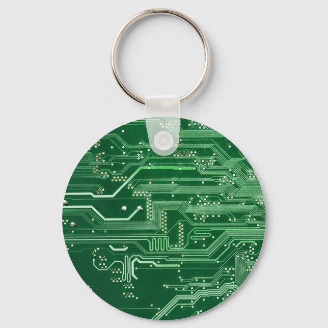 Llavero green electronic circuit board computer pattern (Anverso)