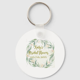 Llavero Green eucalyptus floral bridal shower name date go