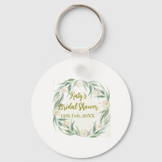 Llavero Green eucalyptus floral bridal shower name date go