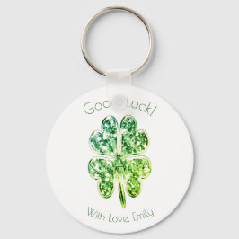 Llavero Green Four Leaf Clover Personalizado Textos Buena