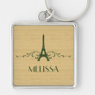 Llavero Green French Flourish Premium Keychain
