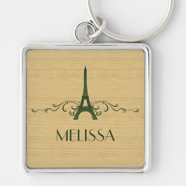 Llavero Green French Flourish Premium Keychain (Frente)