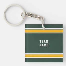 Llavero Green Gold White Sports Jersey Nombre del equipo