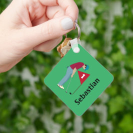 Llavero Green Golfer Putting Ball Square
