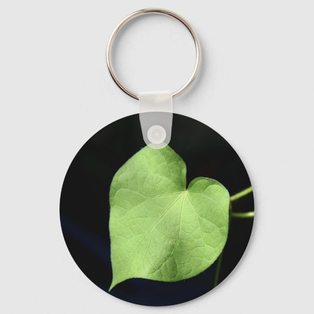 Llavero Green Leaf Heart Photo Basic Button Keaychain (Anverso)
