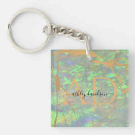 Llavero Green Opal Modern Glam Business Keychain
