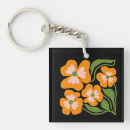 Llavero Green & Orange Modern Abstract Floral