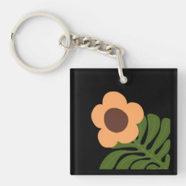 Llavero Green & Orange Modern Abstract Floral