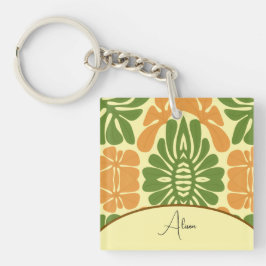 Llavero Green & Orange Modern Abstract Floral