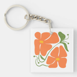 Llavero Green & Orange Modern Abstract Floral