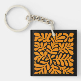 Llavero Green & Orange Modern Abstract Floral