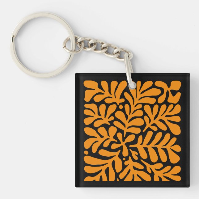 Llavero Green & Orange Modern Abstract Floral (Frente)