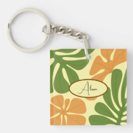 Llavero Green & Orange Modern Abstract Floral