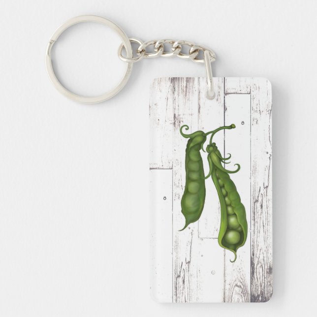Llavero Green Peas Pea White Wood Rustic Farmhouse Moda (Frente)