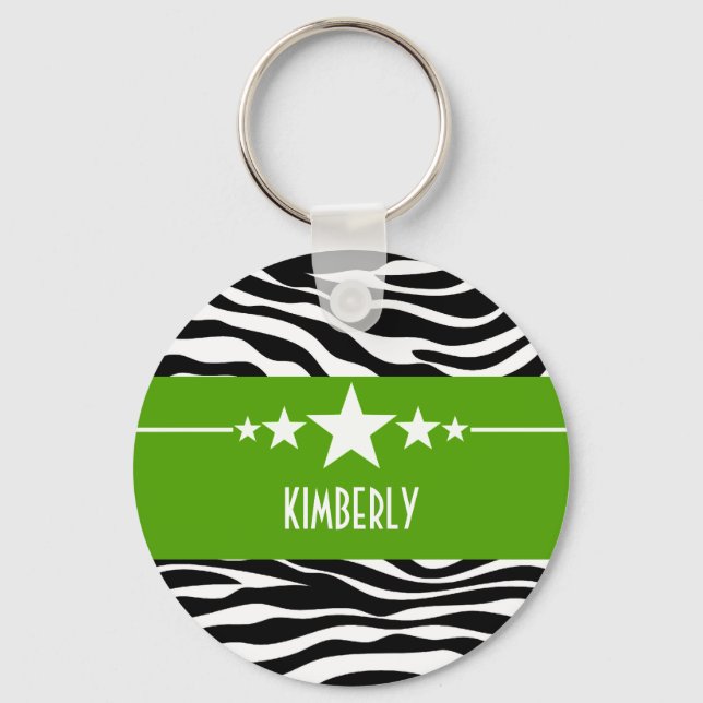 Llavero Green Sassy Star Zebra Keychain (Anverso)