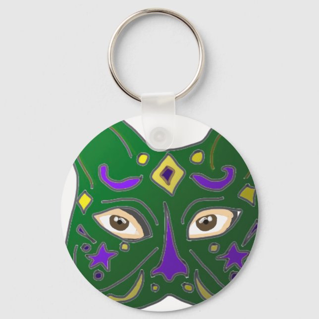 Llavero Green Venetian Cat Mask Design Key Ring (Anverso)
