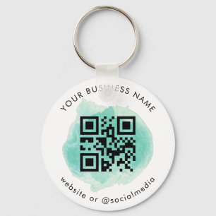 Llavero Green Watercolor Add Custom Company QR Code Scan