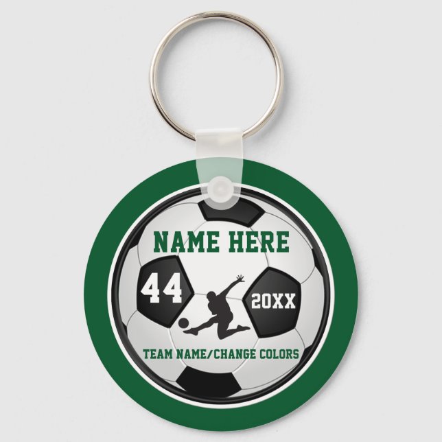 Llavero Green, White, Black Personalized Soccer Keychain (Anverso)