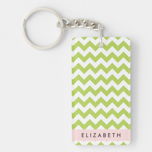 Llavero Green Zigzag, Green Chevron, Tu Nombre (Frente)